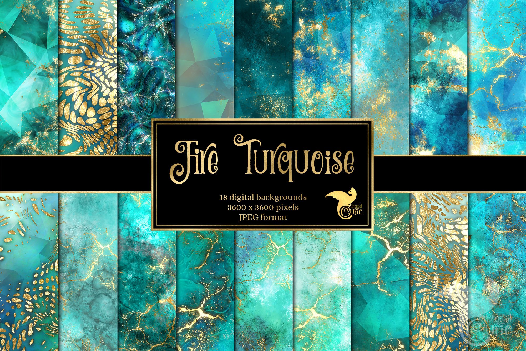Fire Turquoise Textures Graphic by Digital Curio · Creative Fabrica