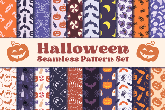 Halloween Seamless Pattern Set Halloween Craft Cut File By Creative Fabrica Crafts