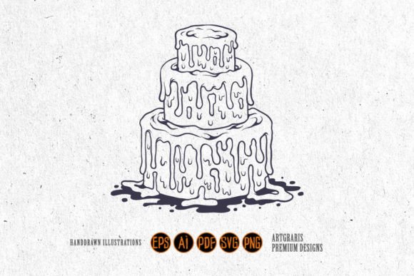 Monochrome Delicious Birthday Cake Svg