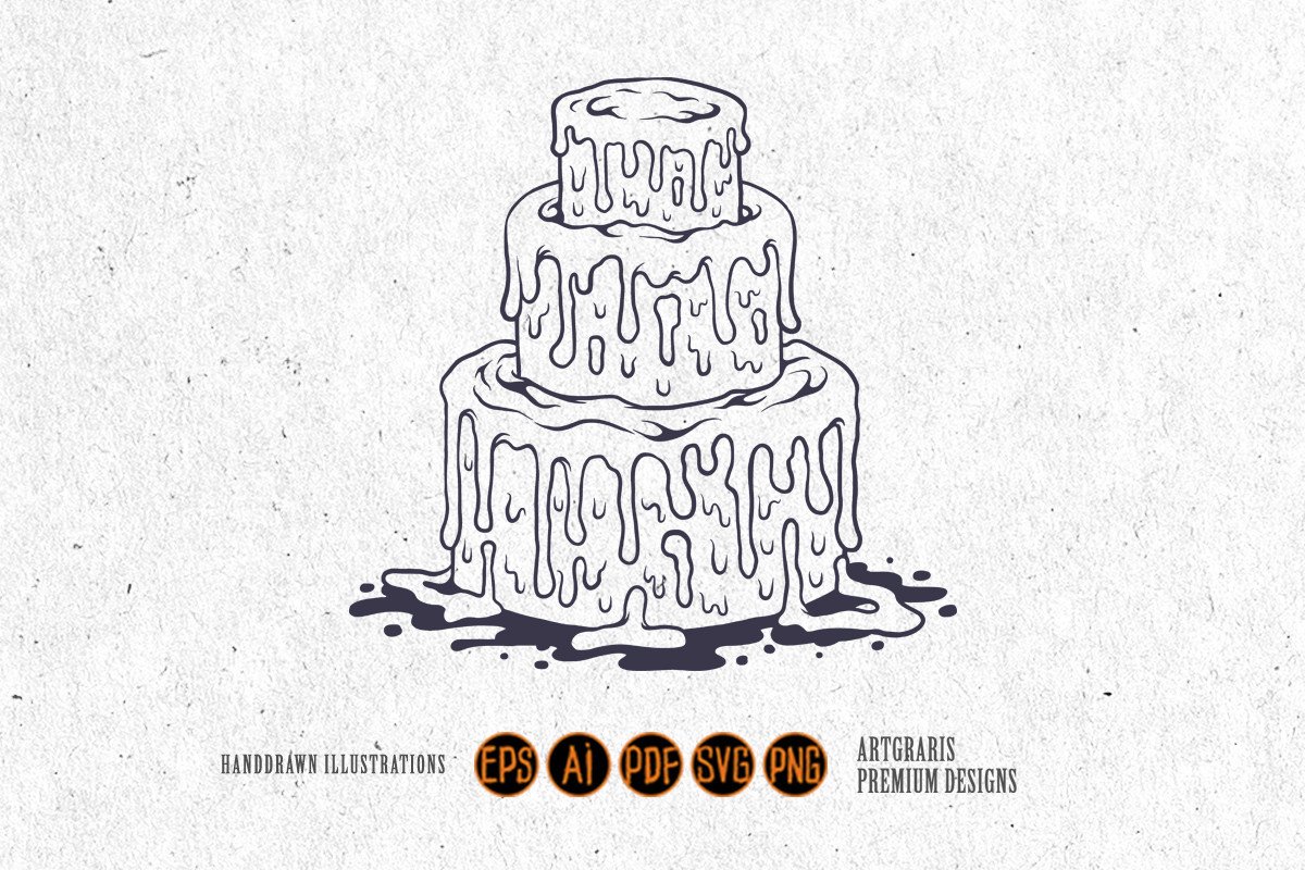 Monochrome Delicious Birthday Cake Svg