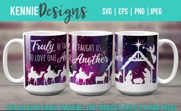 Nativity Christmas Mug Template Svg Graphics