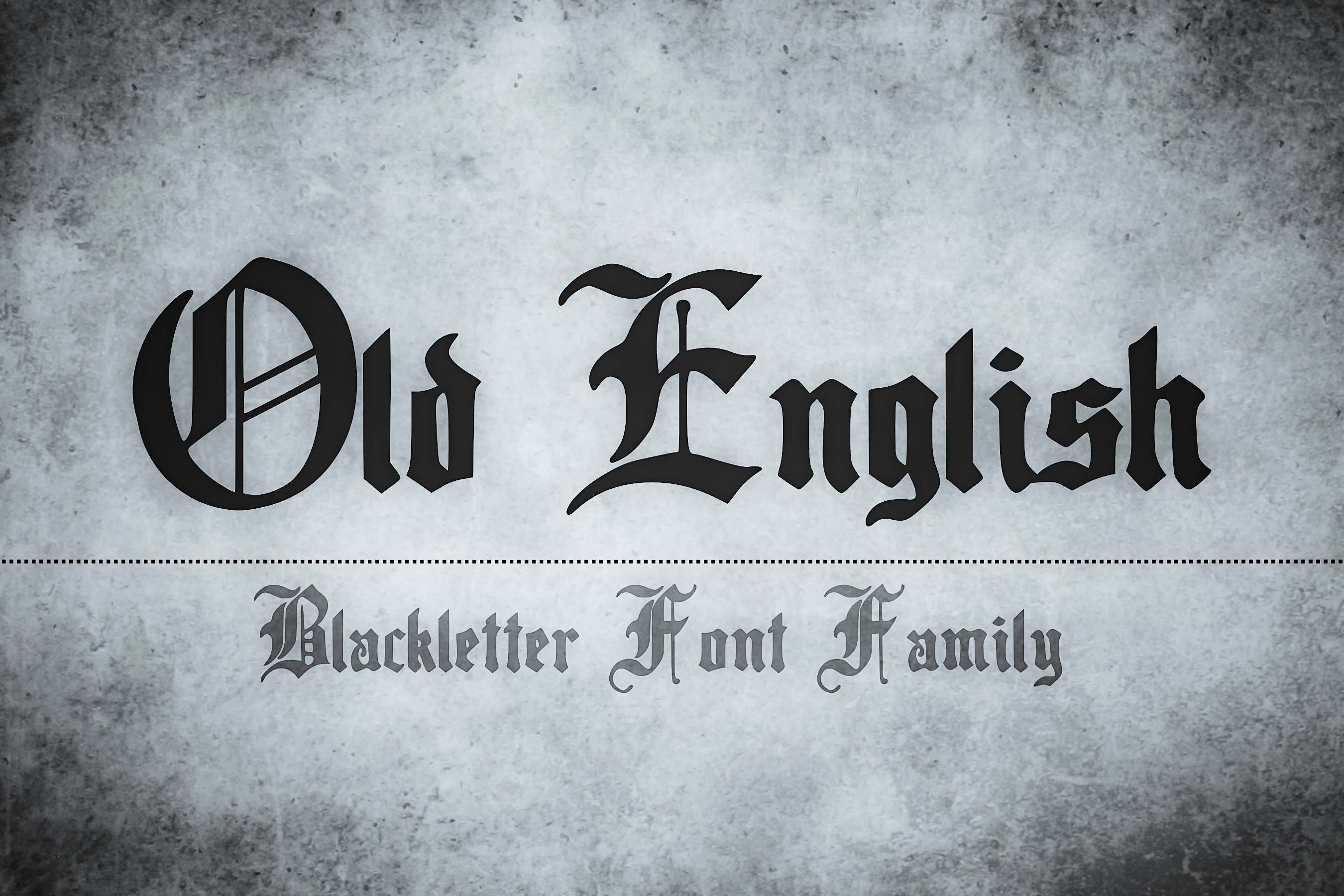 Old English preview: classic widely recognized antique medieval Old English silhouette