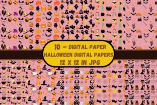 Pink Cute Halloween Digital Papers Graphic by Alterox · Creative Fabrica