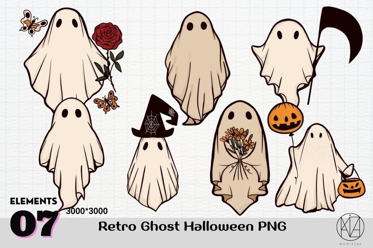 Retro Ghost Halloween, Sublimation, PNG Graphic by Momixzaa · Creative ...