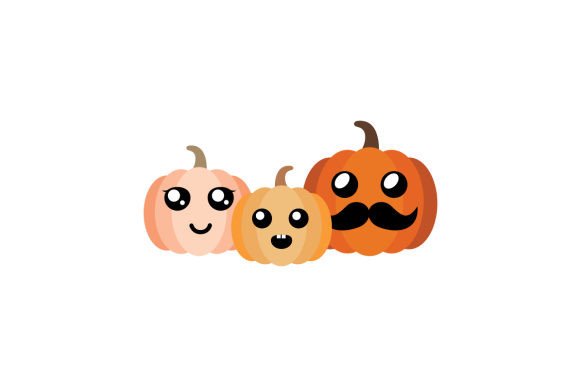 Family of Kawaii Pumpkins