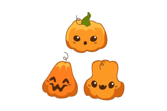 Family of Kawaii Pumpkins