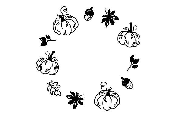 Wreath Made of Pumpkins and Fall Leaves