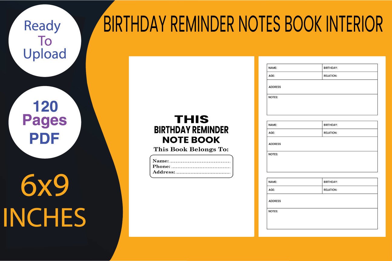 Birthday Reminder Note Book | KDP Interi Graphic by AH KDP Store ...