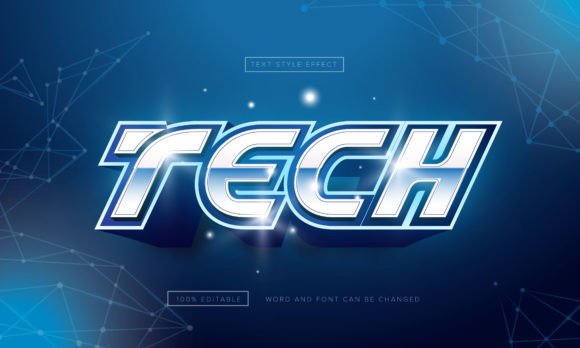 Blue Tech Text Style Effect Editable Gráfico Plantillas Gráficas Por nandaradhurii16