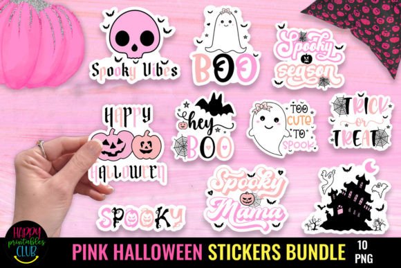 Pink Halloween Stickers Bundle