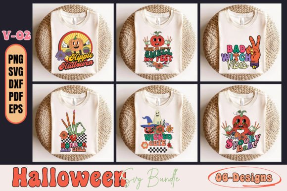 Preview of Retro Halloween T-shirt Svg Bundle T-shirt, sticker, and sublimation design