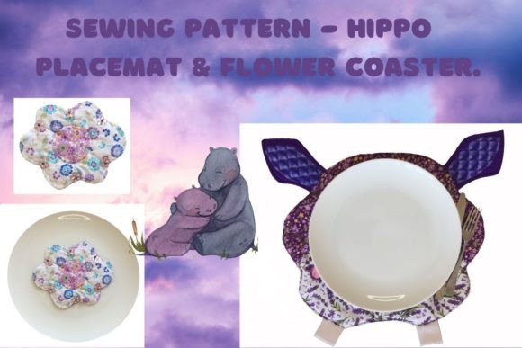 Retro Hippo Placemat & Floral Coaster