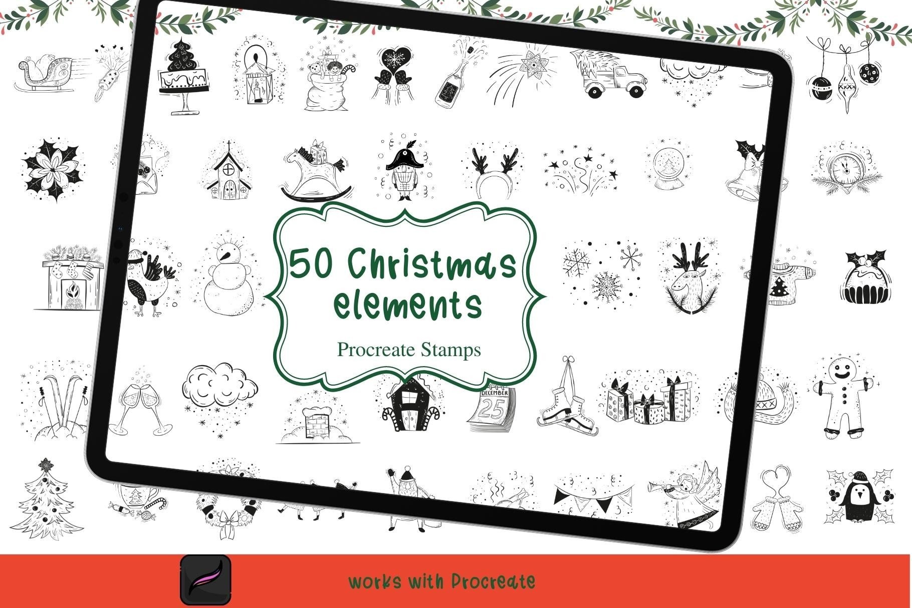 50 Christmas Procreate Stamps Graphic by Millie Her Majesty · Creative ...
