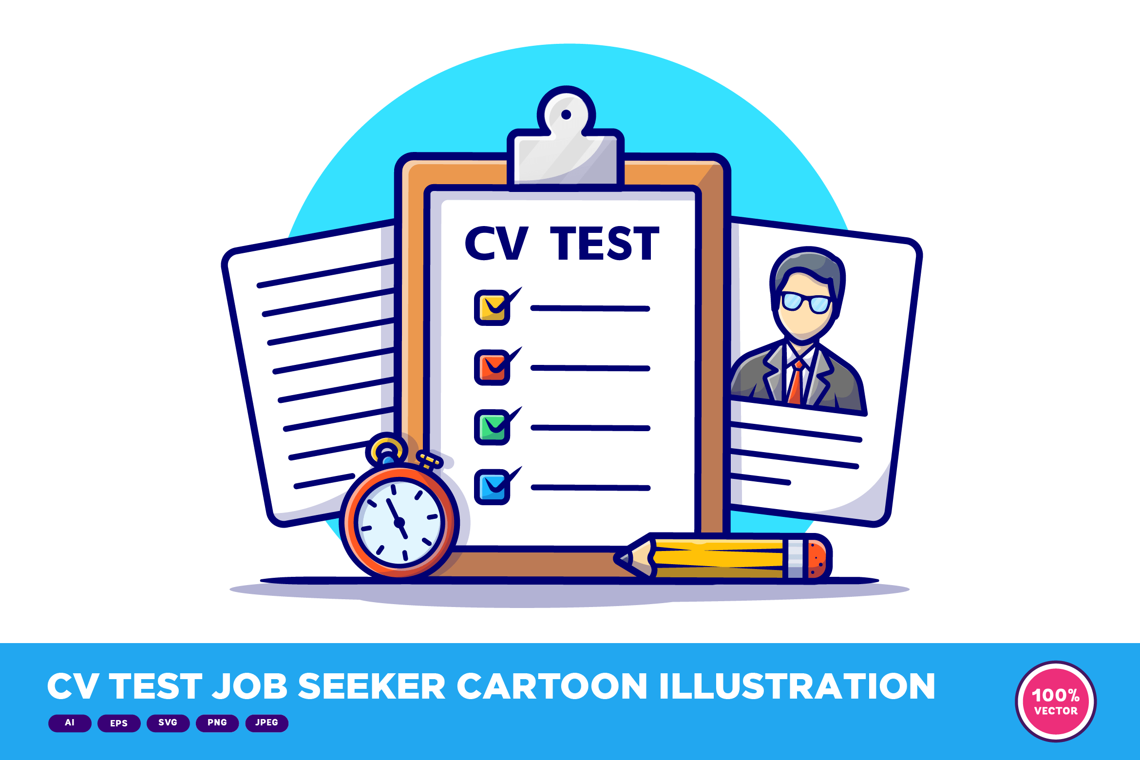 CV Test Job Seeker Cartoon Illustration Graphic by catalyststuff ...