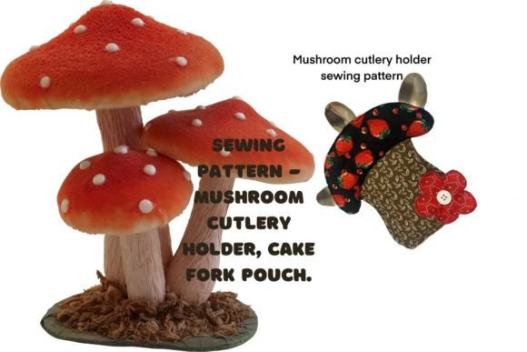 Mushroom Fabric Cutlery Holder Sewing