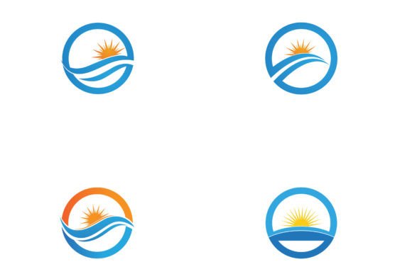 Sun and Wave Water Logo Vector Graphic Logos By Nur design