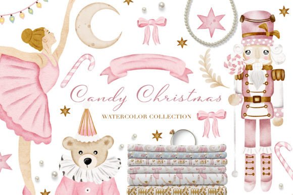 Candy Christmas Watercolor Nursery Set
