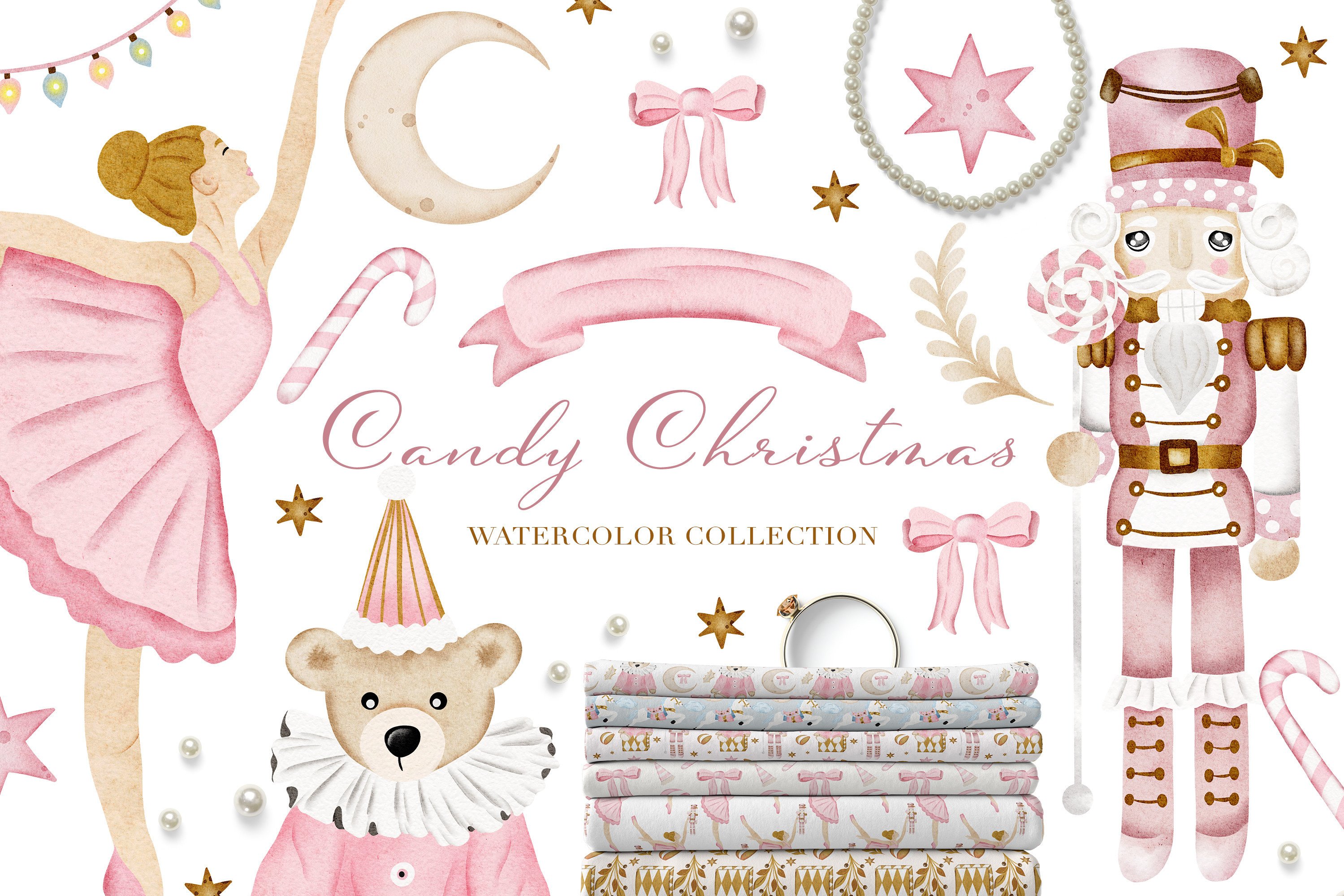 Candy Christmas Watercolor Nursery Set