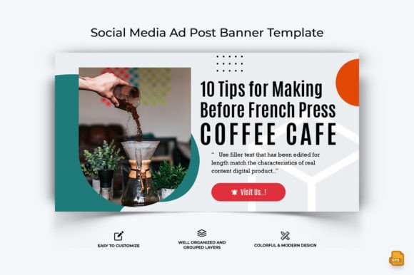 Preview of Coffee Making Facebook Ad Banner Post coffee shop social media template