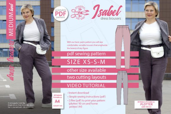 High Waisted Pants Sewing Pattern. Isabe