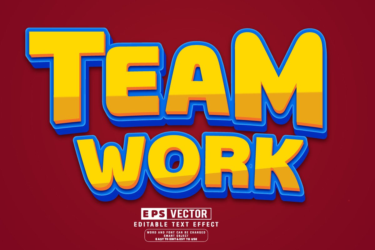 Team Work 3d Editable Text Effect Vector Graphic by TrueVector ...