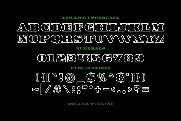 Dollar Outline Font PNG with transparent background - Preview 2