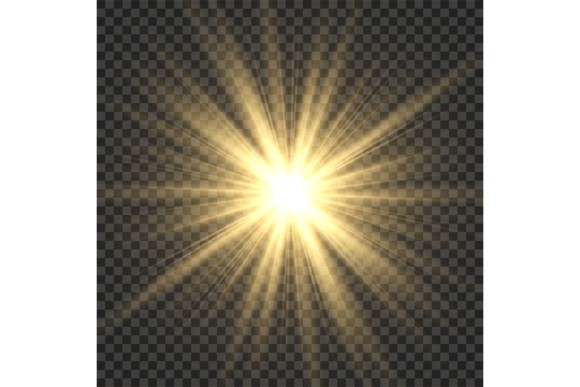 Realistic Sun Rays. Yellow Sun Ray Glow