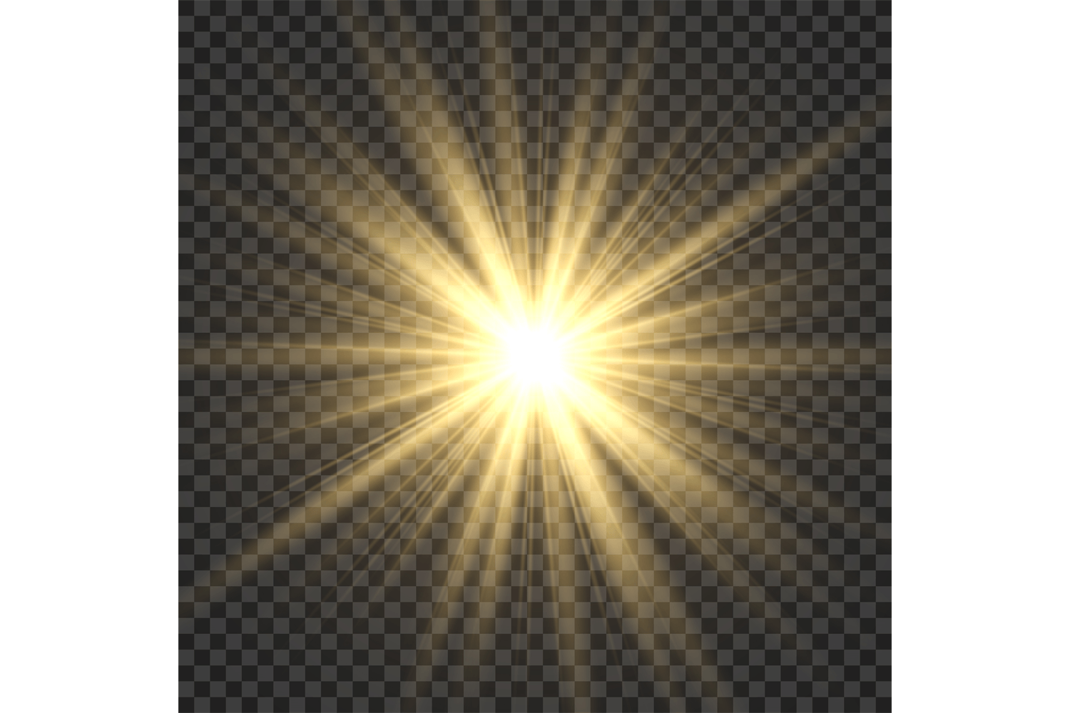 Realistic Sun Rays. Yellow Sun Ray Glow