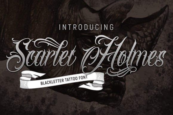 Preview specimen of Scarlet Holmes blackletter font