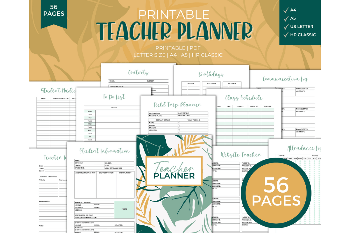 Teacher Planner Printable Graphic by Jennifer Magri Designs · Creative ...