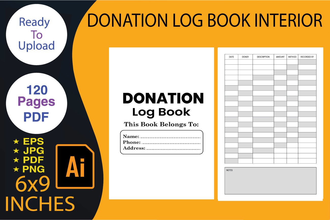 Donation Log Book | KDP Interior Graphic by AH KDP Store · Creative Fabrica