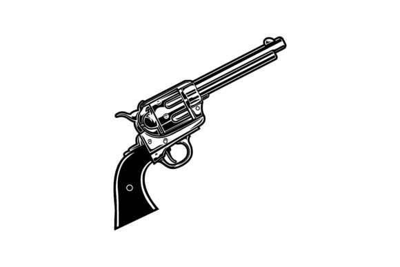 Old Revolver Vector Illustration Monochrome Grafica Illustrazioni Stampabili Di pch.vector
