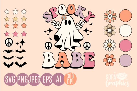 Retro Halloween Svg Spooky Babe Cute Png Afbeelding Crafts Door SopaGraphics