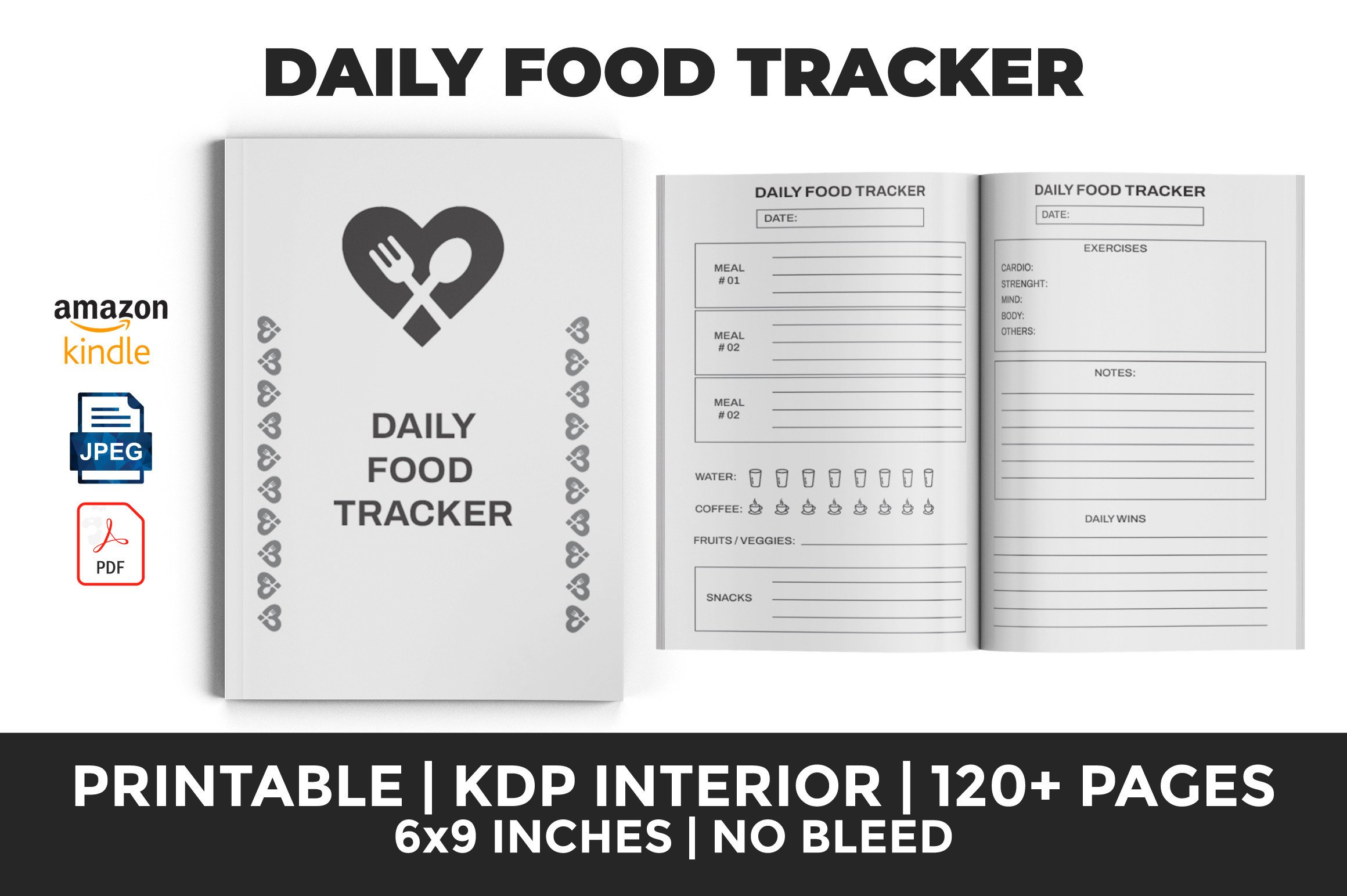 DAILY FOOD TRACKER KDP INTERIOR Graphic by StingsStudio · Creative Fabrica