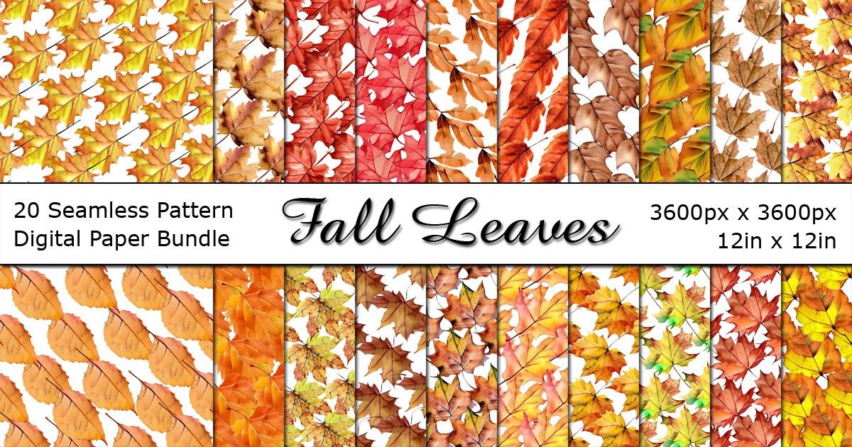 Fall Leaves Digital Paper Pattern Bundle Bundle · Creative Fabrica