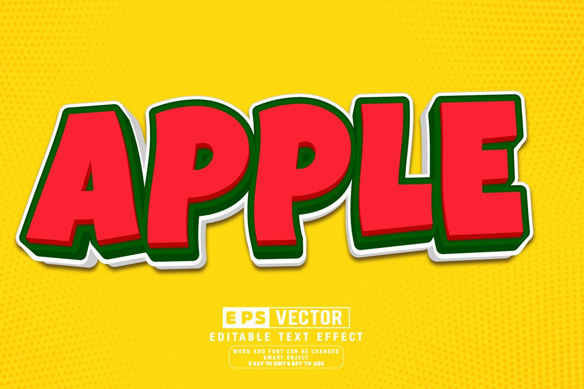 Apple 3d Editable Text Effect Vector Graphic by TrueVector · Creative ...