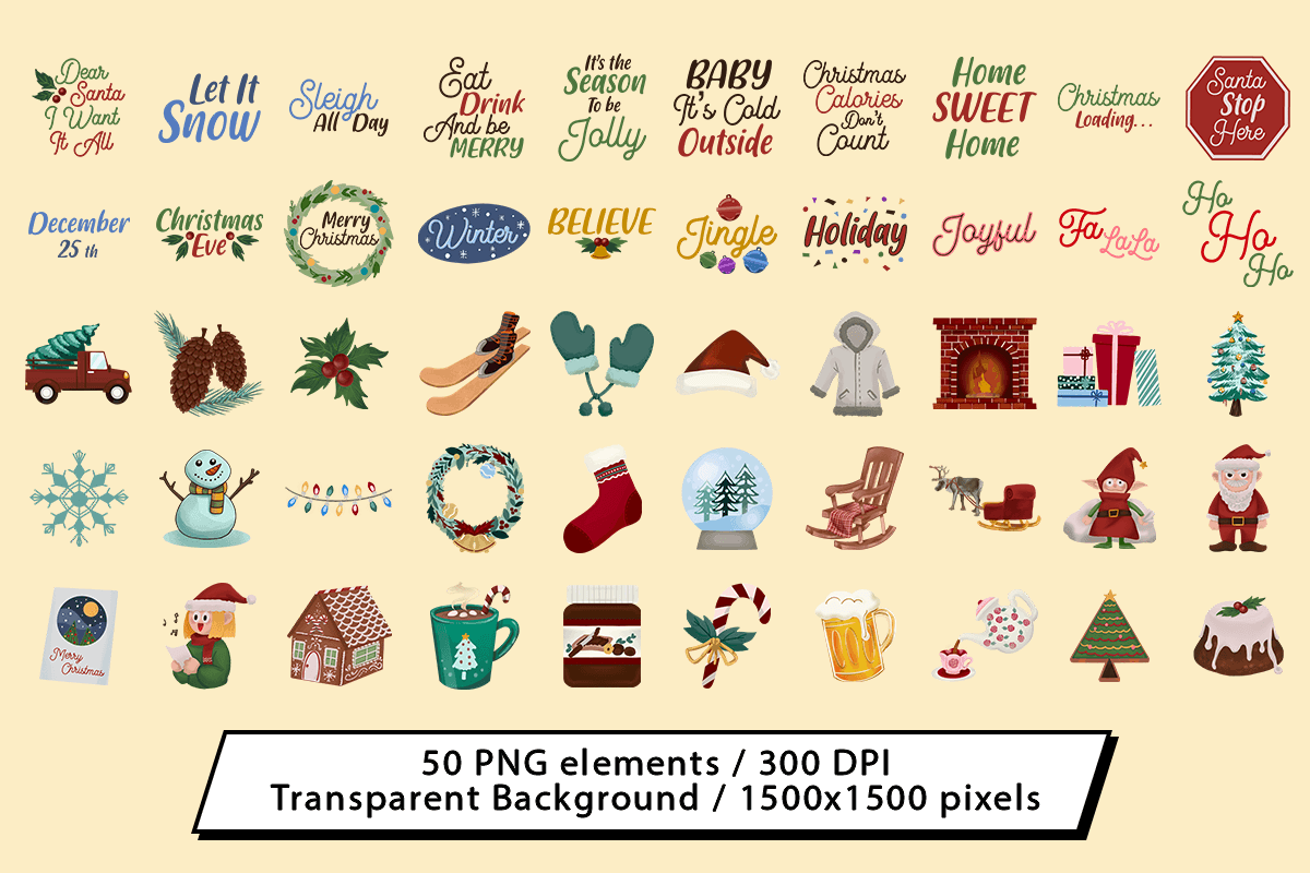 Christmas Cliparts, 50 PNG Sticker - photo 2