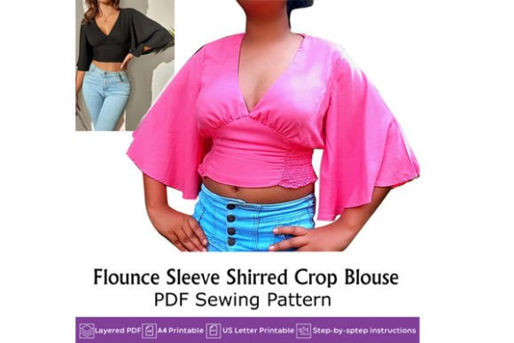 Flounce Sleeve Blouse PDF Sewing Pattern