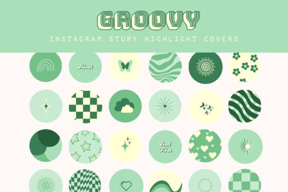 Green Retro Instagram Highlight Covers - Digital