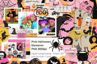 Pink Halloween Scrapbook Elements Graphic by Wetfish Designs · Creative ...