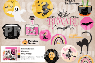 Pink Halloween Scrapbook Elements Graphic by Wetfish Designs · Creative ...