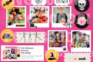 Pink Halloween Scrapbook Elements Graphic by Wetfish Designs · Creative ...