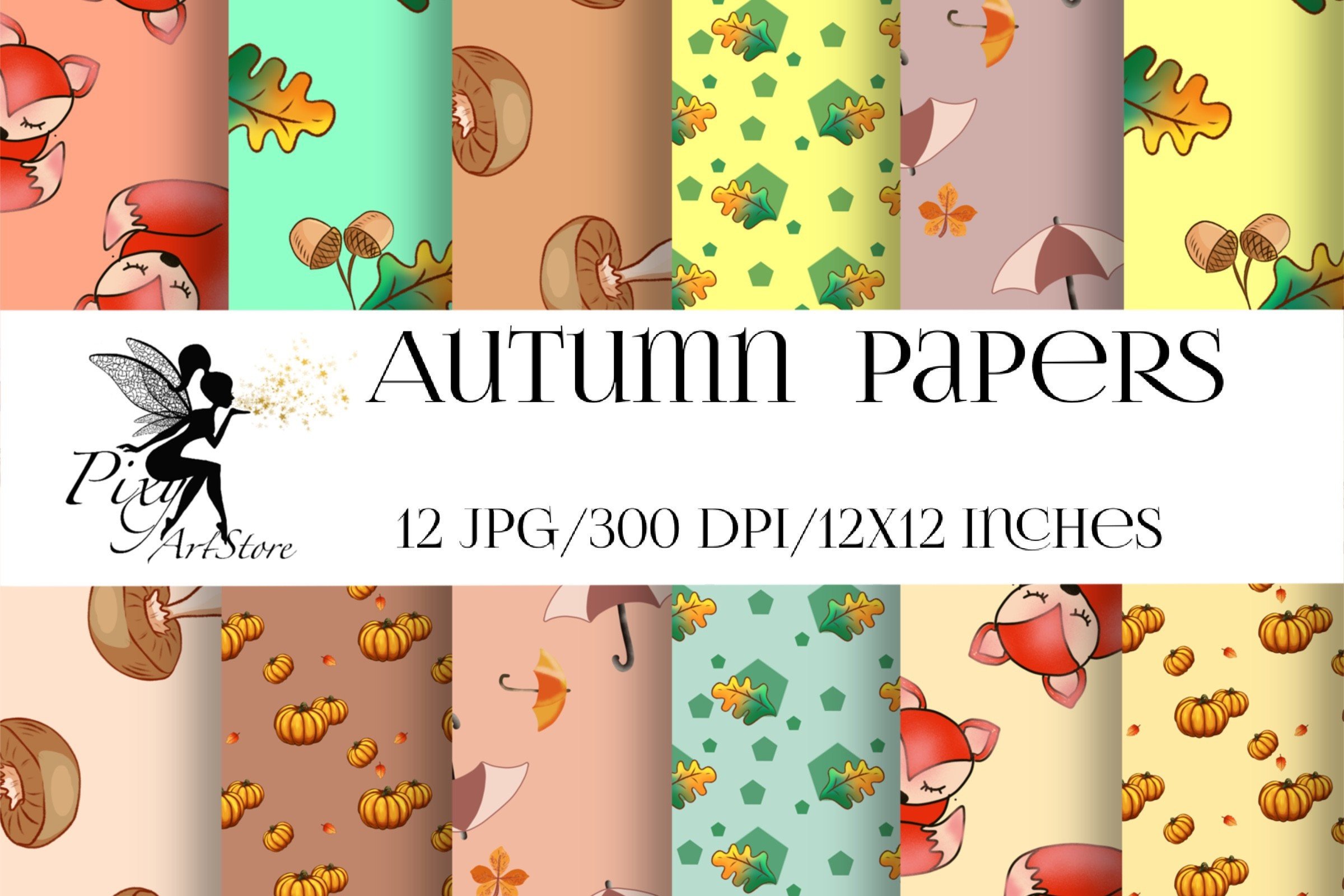 Autumn Seamless Pattern, Digital Papers Graphic by Pixy Art Store ...