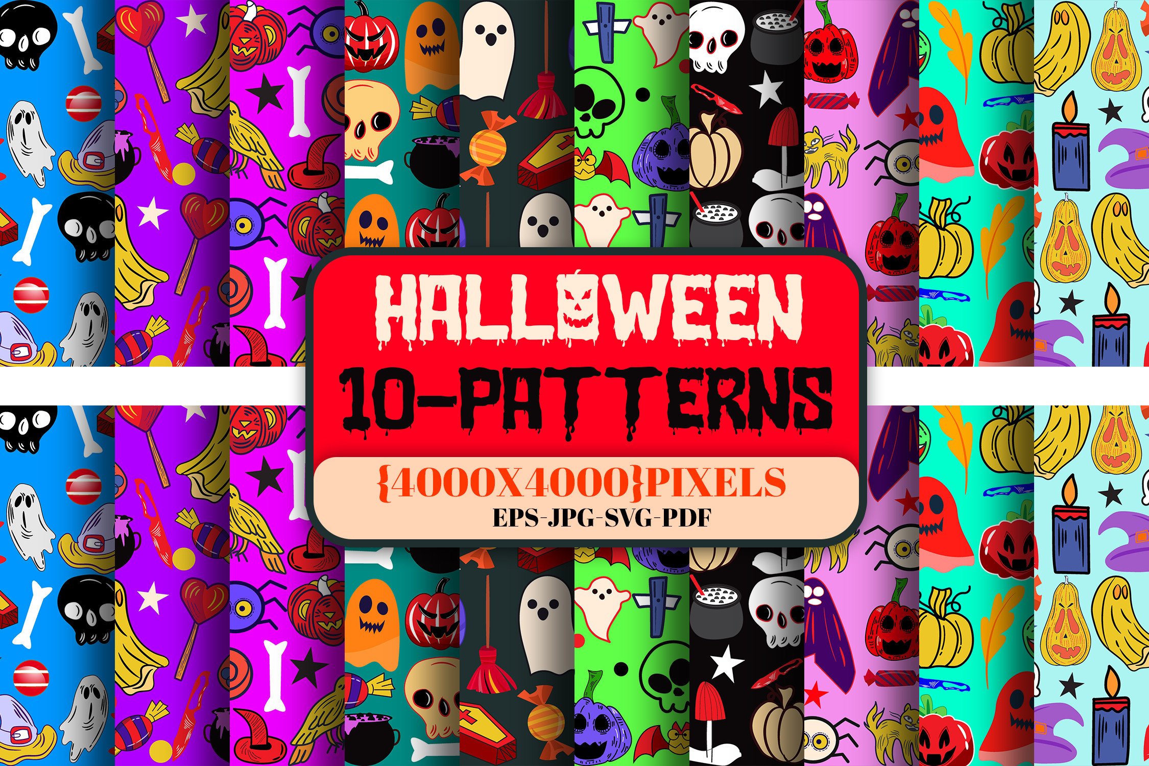 Halloween Pattern Digital Paper Bundle Graphic by MRK STUDIO · Creative ...