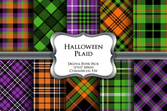 Halloween Plaid Digital Paper Pack