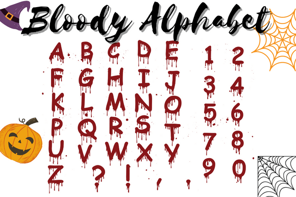 Halloween Bloody Alphabet Gráfico por Proper Mockup · Creative Fabrica