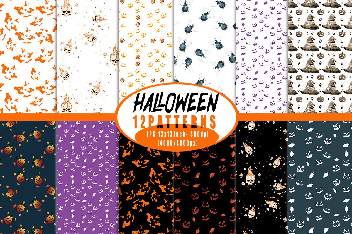 Halloween Digital Paper Pattern Bundle Graphic by KDP BestPrintables ...