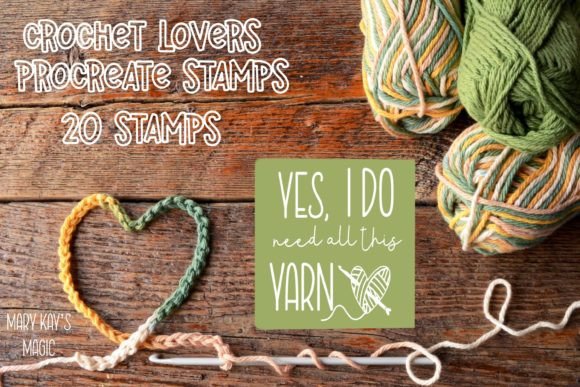 Crochet Lovers Procreate Stamps Gráfico Pinceles Por Mary Kay's Magic