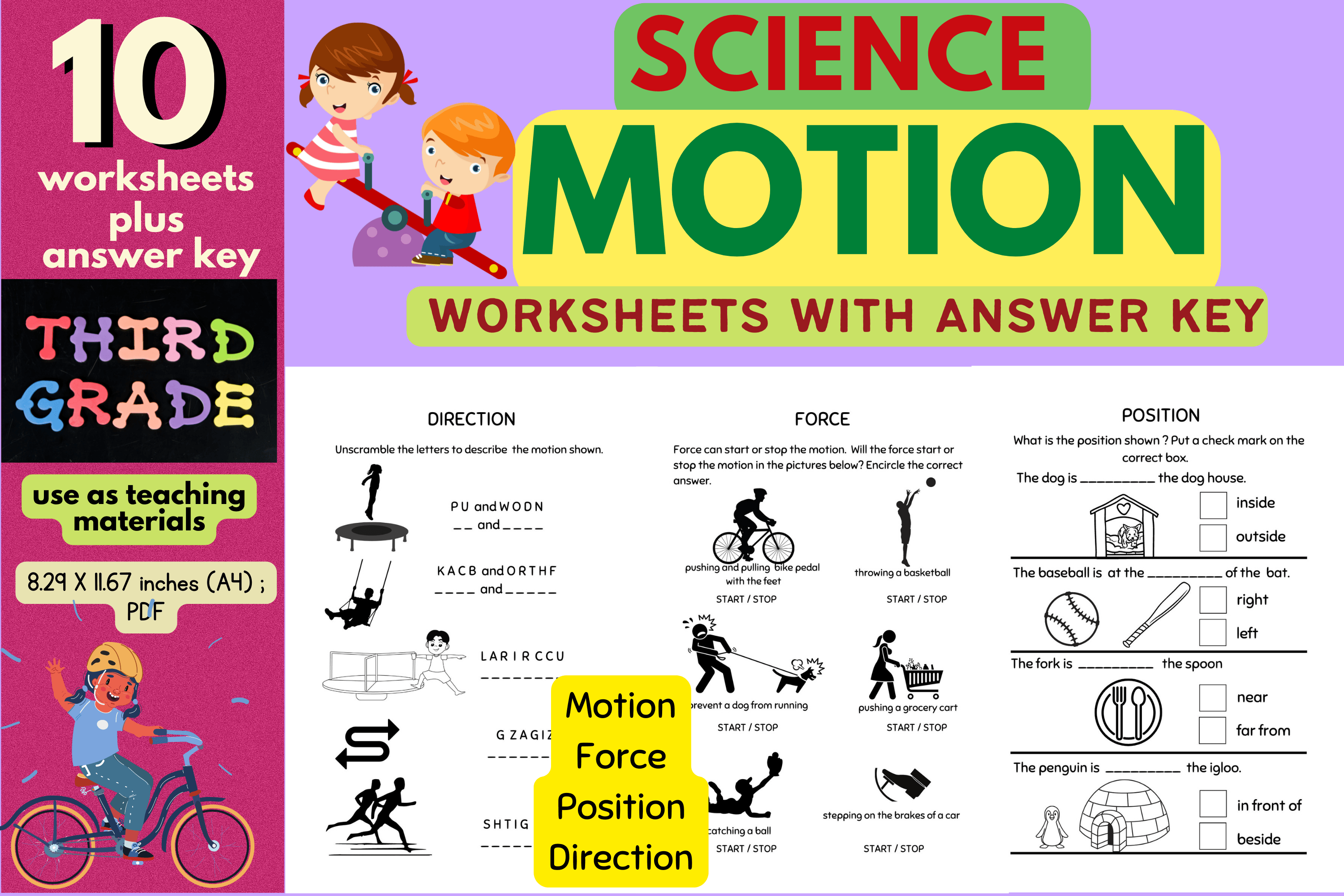 Science: Motion Worksheets with Answers Graphic by Charm Creatives ...