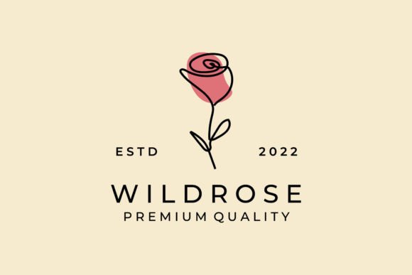 Wild Rose Flower Line Art Logo Vector